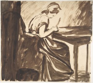 Dama sentada a una mesa (anverso); Figuras bailando (reverso) de George Romney