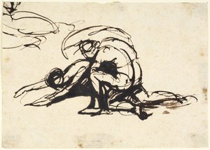 Figura desnuda inclinada sobre una figura caída de George Romney