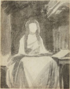 Estudio de retrato de Lady Hamilton como Santa Cecilia de George Romney
