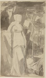 Estudio de retrato de la señorita Francis Woodley de George Romney