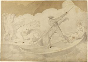 Psique cruzó el Estigia en barca, según Apuleyo, «El asno de oro», VI, 18 de George Romney