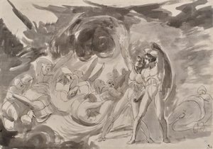 Satanás observa a los ángeles caídos de George Romney