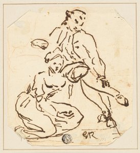 Hombre y mujer sentados de George Romney