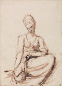 Mujer sentada alimentando a un animal de George Romney