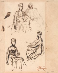 Mujer sentada: tres estudios