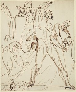 Boceto del personaje de Macbeth en la escena del banquete de la obra «Macbeth» de George Romney