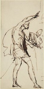 Boceto del personaje de Macbeth en la escena del banquete de la obra «Macbeth» de George Romney