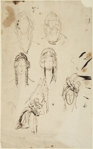 Bocetos de la cabeza de una mujer y de una mujer sentada con un niño de George Romney