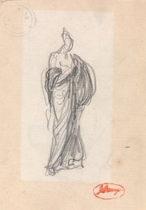 Mujer de pie con drapeado clásico de George Romney