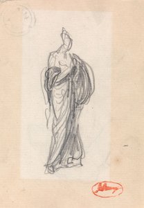 Mujer de pie con drapeado clásico de George Romney