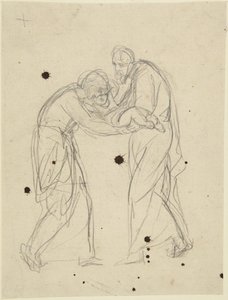 Figuras de un hombre y una mujer de pie que sostienen a un bebé de George Romney