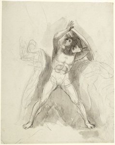Desnudo masculino de pie con escudo de George Romney