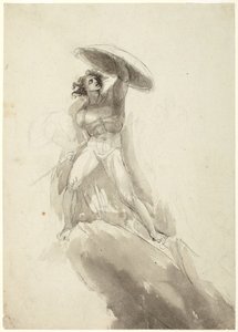 Desnudo masculino caminando con un escudo: estudio para «La caída de los ángeles rebeldes» de George Romney