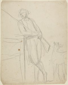 Estudio para un retrato de cuerpo entero de un hombre que sostiene una pistola de George Romney