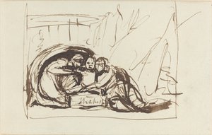 El infante Shakespeare amamantado por la comedia y la tragedia de George Romney