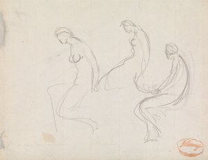 Tres estudios de una mujer sentada de George Romney
