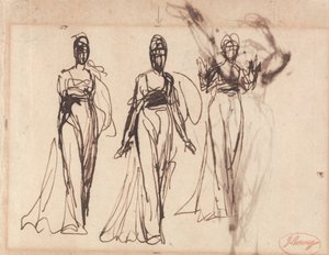 Tres estudios de una mujer de pie, posiblemente Lady MacBeth de George Romney