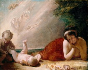 Titania, Puck y el niño cambiado, de «El sueño de una noche de verano», de Shakespeare de George Romney