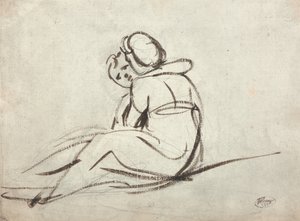 Dos niños abrazándose de George Romney