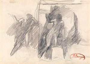 Dos bocetos de una figura medio arrodillada de George Romney