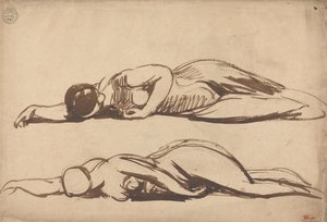 Dos estudios de una mujer postrada, posiblemente Santa Cecilia de George Romney