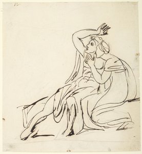 Dos figuras sentadas; reverso: estudios de un grupo de tres figuras de George Romney