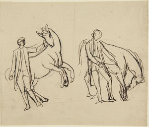 Dos bocetos para un retrato de un hombre con un caballo de George Romney