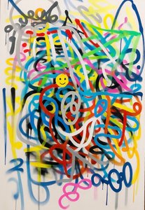Mind Folded, 2025 (acrílico sobre lienzo) de George Rosaly