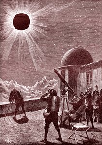 Exploradores en el desierto africano observan el eclipse. 1888 (grabado) de George Roux