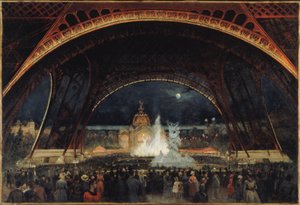 Fiesta nocturna en la Exposición Universal de 1889, bajo la Torre Eiffel, hacia 1889 (óleo sobre lienzo) de George Roux