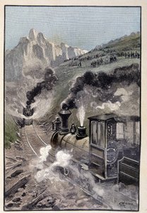 Persona en la locomotora (página 435) en "Testamento de un excéntrico" por Jules Verne