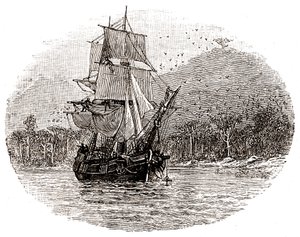 El Hispaniola echa el ancla frente a la isla de George Roux