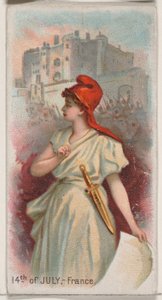 14 de julio, Francia, de la serie Holidays N80 para cigarrillos marca Duke, 1890 de George S. Harris and Sons