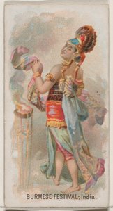 Festival birmano, India, de la serie Holidays N80 para cigarrillos Duke, 1890 de George S. Harris and Sons