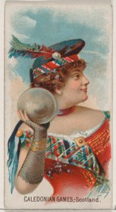 Juegos caledonios, Escocia, de la serie Holidays N80 para cigarrillos Duke, 1890 de George S. Harris and Sons