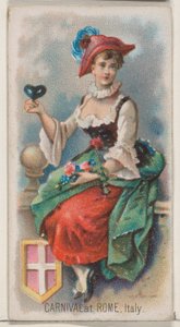 Carnaval en Roma, Italia, de la serie Holidays N80 para cigarrillos marca Duke, 1890 de George S. Harris and Sons