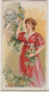 Cumpleaños de George Washington, Estados Unidos, de la serie de Fiestas N80 para la marca Duke..., 1890 de George S. Harris and Sons