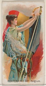 Día de la Independencia, Bélgica, Austria, de la serie de Fiestas N80 para cigarrillos Duke, 1890 de George S. Harris and Sons