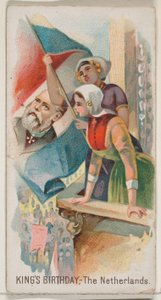 Cumpleaños del Rey, Países Bajos, de la serie Holidays N80 para cigarrillos marca Duke, 1890 de George S. Harris and Sons