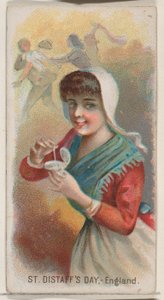 Día de San Distaff, Inglaterra, de la serie de Fiestas N80 para cigarrillos de la marca Duke, 1890 de George S. Harris and Sons