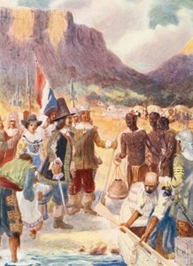 El desembarco de Van Riebeck (litografía en color) de George Salisbury Smithard