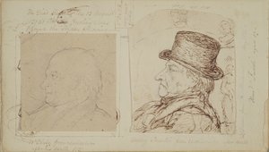 Estudios de conejos con retratos superpuestos de William Blake y Henry Fuseli de George Samuel