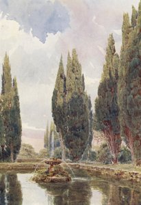Jardines italianos: Il Laghetto, Villa Falconieri (litografía en color)