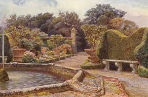 Jardines italianos: La Fuente, Villa di Caniparola (litografía en color) de George Samuel Elgood