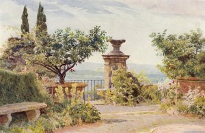 Jardines italianos: Villa Amari, El Belvedere (litografía en color) de George Samuel Elgood
