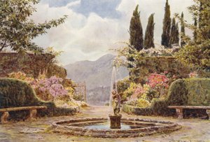 Jardines italianos: Villa Cavagnaro, El Parterre (litografía en color) de George Samuel Elgood