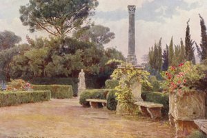 Jardines de Italia: Villa Medici (litografía en color) de George Samuel Elgood