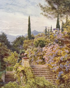 Jardines italianos: Wistaria, Villa Cavagnaro (litografía en color) de George Samuel Elgood