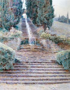 La cascada de Villa Cicogna, Italia 1901 (acuarela)