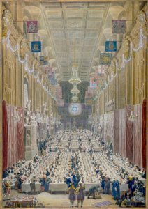 Vista de la cena del alcalde en el Guildhall, Ciudad de Londres, 1828 de George Scharf